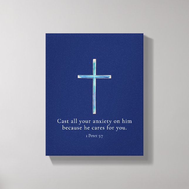 1 Peter 5:7 Minimalistiskt Kors Canvastryck (Framsida)