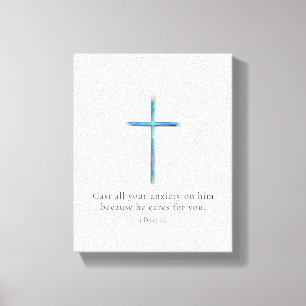 1 Peter 5:7 Minimalistiskt Kors Canvastryck