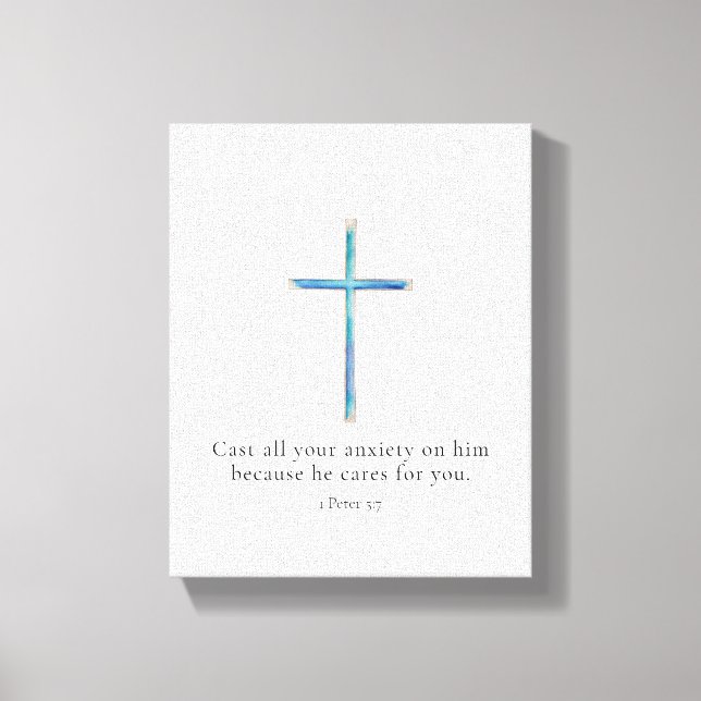1 Peter 5:7 Minimalistiskt Kors Canvastryck (Framsida)