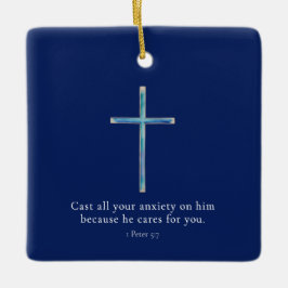 1 Peter 5:7 Minimalistiskt Kors Julgransprydnad Keramik