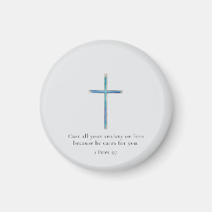 1 Peter 5:7 Minimalistiskt Kors Magnet