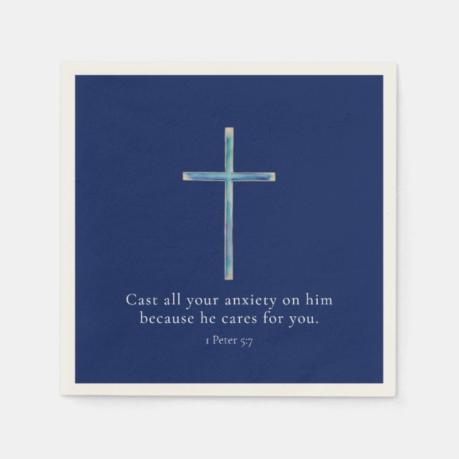 1 Peter 5:7 Minimalistiskt Kors Pappersservett (Framsidan)