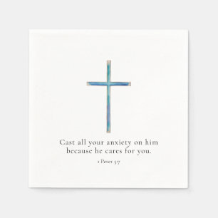 1 Peter 5:7 Minimalistiskt Kors Pappersservett