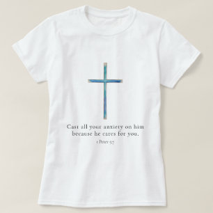 1 Peter 5:7 Minimalistiskt Kors T Shirt
