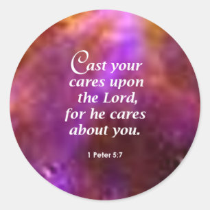 1 Peter 5:7 Runt Klistermärke