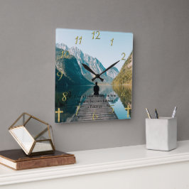 1 Peter 5:7 sitta på dockan Fyrkantig Klocka