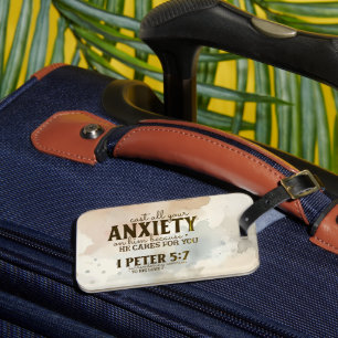 1 Peter 5:7 Släng din oro över honom Bible Verse Bagagebricka