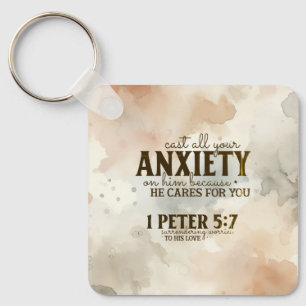 1 Peter 5:7 Släng din oro över honom Bible Verse Nyckelring