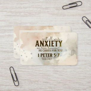1 Peter 5:7 Släng din oro över honom Bible Verse Visitkort