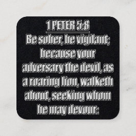 1 Peter 5:8 KJV Bibelvers Fyrkantigt Visitkort