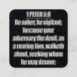 1 Peter 5:8 KJV Bible Verse Fyrkantigt Visitkort