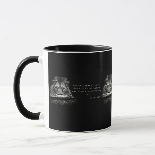 1 Peter 5:8 KJV Bible Verse Two-Tone Mugg (Vänster)