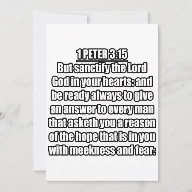 1 Petrus 3:15 KJV Bibelvers Inbjudningar (Baksida)