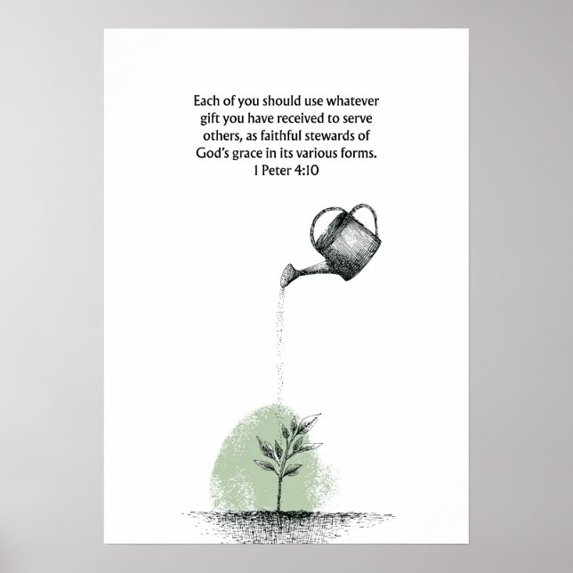 1 Petrus 4:10 Bibelvers Kristet Tro Väggkonst (Framsidan)