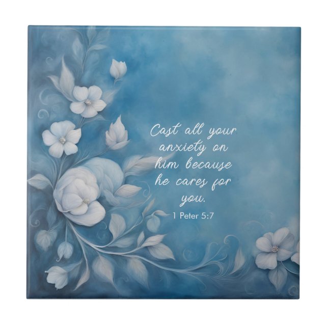 1 Petrus 5:7 Bibelvers Bild Kakelplatta (Framsidan)