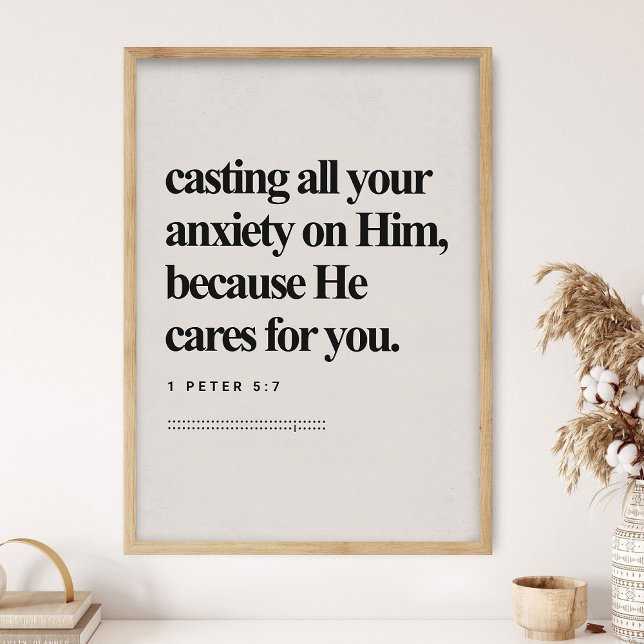 1 Petrus 5:7, Bibelvers, DIGITALT Tryck, Modern Bi Poster (Skapare uppladdad)