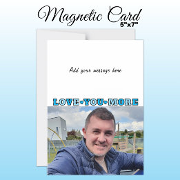 1 photo add text love you blue magnetic card magnetisk inbjudningskort