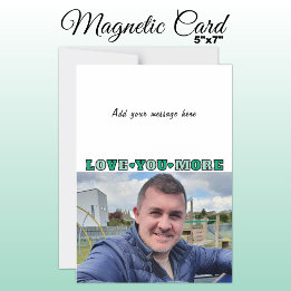 1 photo add text love you green magnetic card magnetisk inbjudningskort