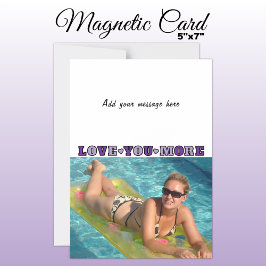 1 photo add text love you purple magnetic card magnetisk inbjudningskort