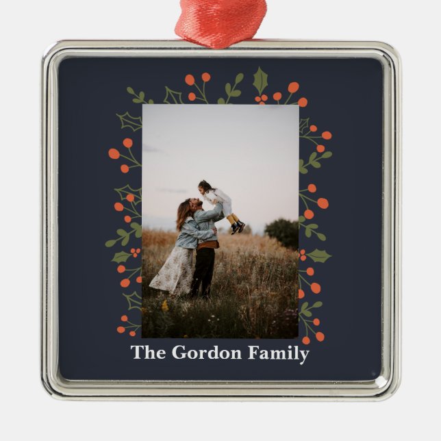 1 Photo Botanias Helgdag Holly Modern jul Julgransprydnad Metall (Framsidan)