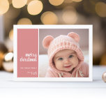 1 Photo Collage Minimal jul coral christmas Julkort<br><div class="desc">Jordskorallen Play Mönster på baksidan - En enkel,  minimalistisk Julhälsningar med 1 kvadratbild och modern kalligrafi. Skörd dina foton till fyrkanter innan de laddas upp.</div>