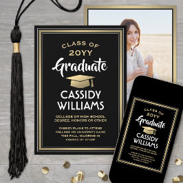 1 Photo Elegant Modern Black Guld White Studenten Meddelande