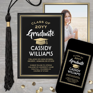 1 Photo Elegant Modern Black Guld White Studenten Meddelande