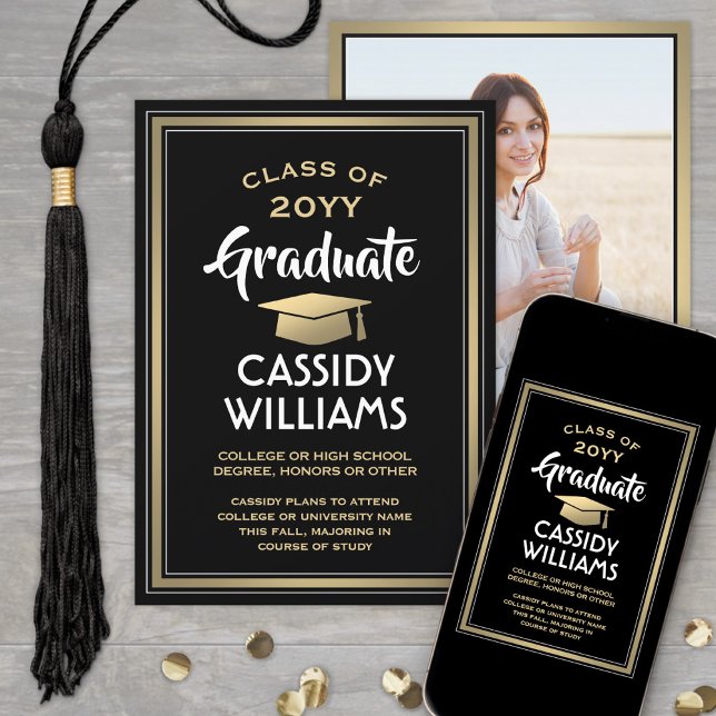 1 Photo Elegant Modern Black Guld White Studenten Meddelande (Skapare uppladdad)