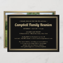 1 Photo Family Reunion Elegant Black och Guld Inbjudningar