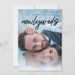 1 Photo Newlyweds-meddelande - svart Inbjudningar