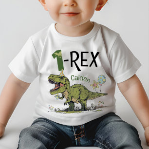 1-Rex Cute Dinosaur-tema 1:a födelsedagen Party Na T Shirt