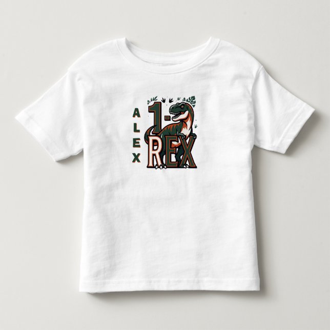 1 Rex Dinosaur Födelsedags T-Shirt (Framsida)
