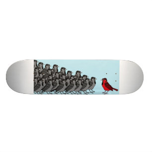 1 röd fågel skateboard