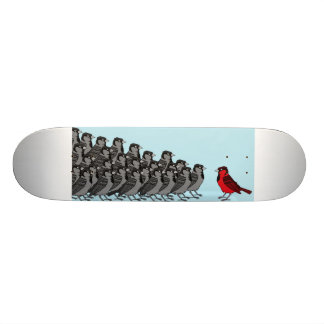 1 röd fågel skateboard