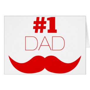 #1 Röd mustache Pappa - nummer ett Hälsningskort