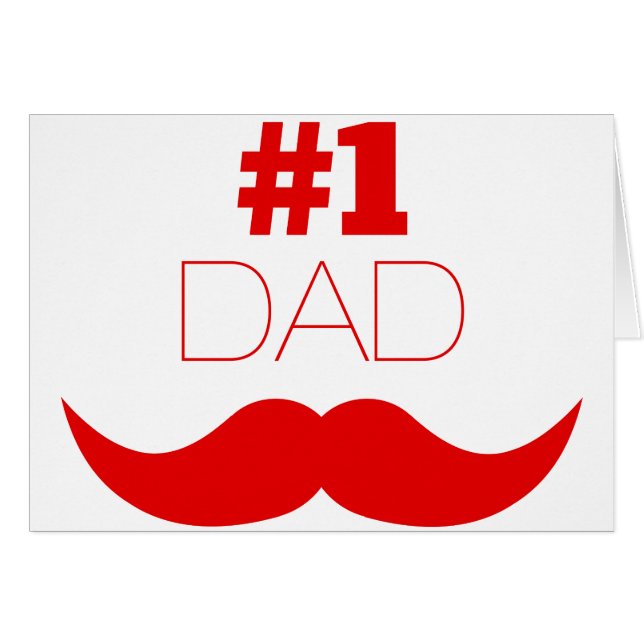 #1 Röd mustache Pappa - nummer ett Hälsningskort (Framsidan Horizontal)