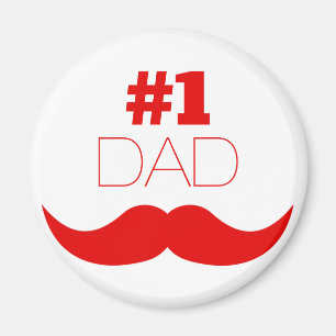 #1 Röd mustache Pappa - nummer ett Magnet