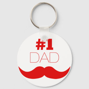 #1 Röd mustache Pappa - nummer ett Nyckelring