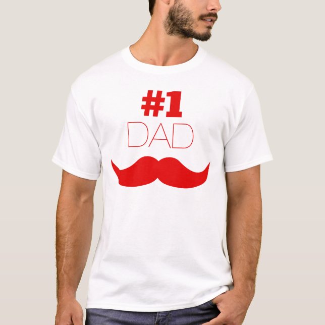 #1 Röd mustache Pappa - nummer ett Tröja (Framsida)