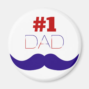 #1 Röd vit och blå mustache Pappa - nummer ett Magnet