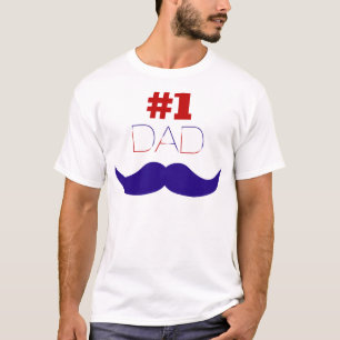 #1 Röd vit och blå mustache Pappa - nummer ett Tee Shirt