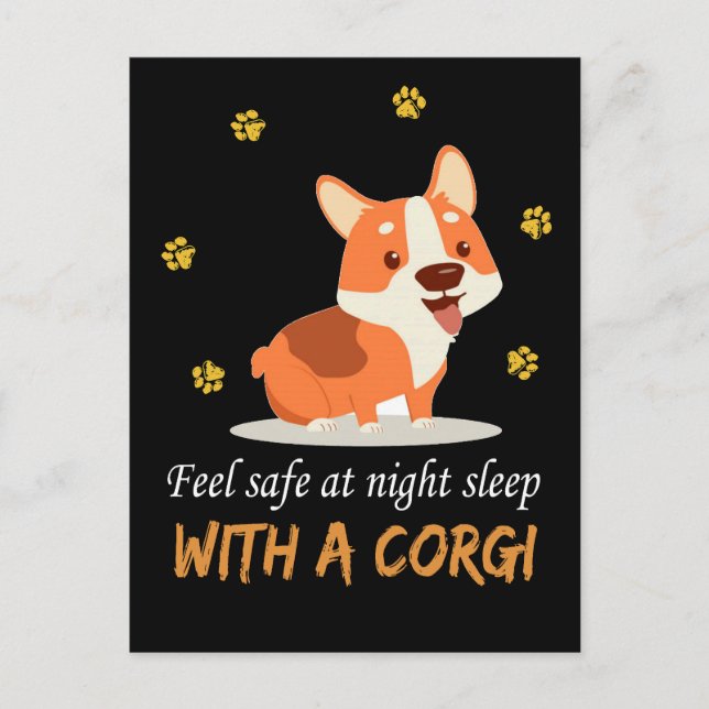 1 Säker vid nattsömn med Corgi Vykort (Framsida)