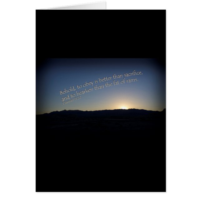 1 Samuel 15:22 Sunset Black Gräns Hälsningskort (Framsidan)