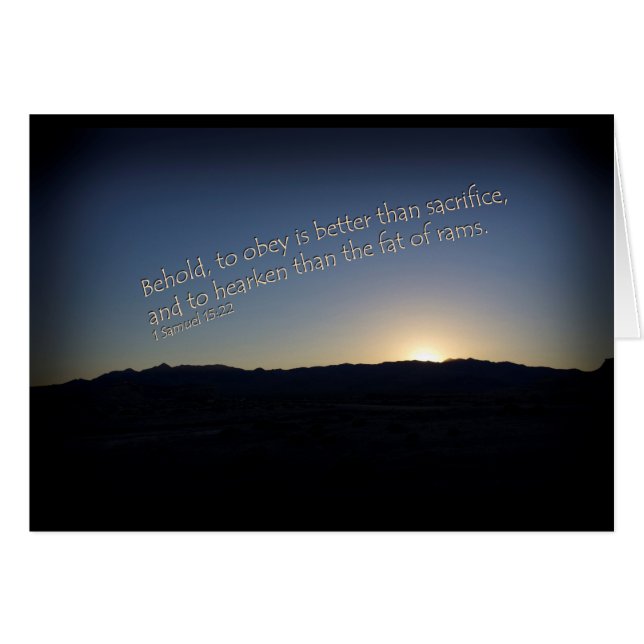 1 Samuel 15:22 Sunset Black Gräns Hälsningskort (Framsidan Horizontal)