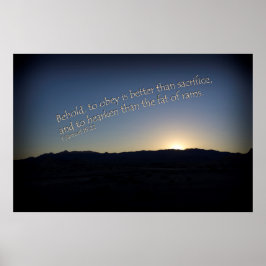 1 Samuel 15:22 Sunset Black Gräns Poster
