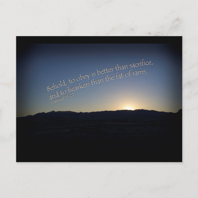 1 Samuel 15:22 Sunset Black Gräns Vykort (Framsida)
