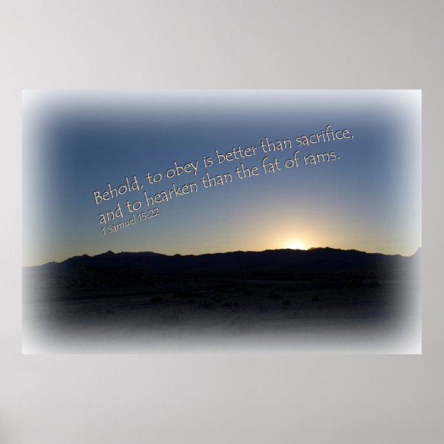 1 Samuel 15:22 Sunset White Gräns Poster (Framsidan)