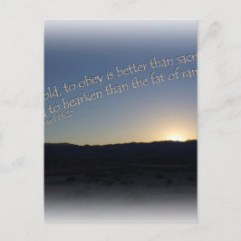 1 Samuel 15:22 Sunset White Gräns Vykort