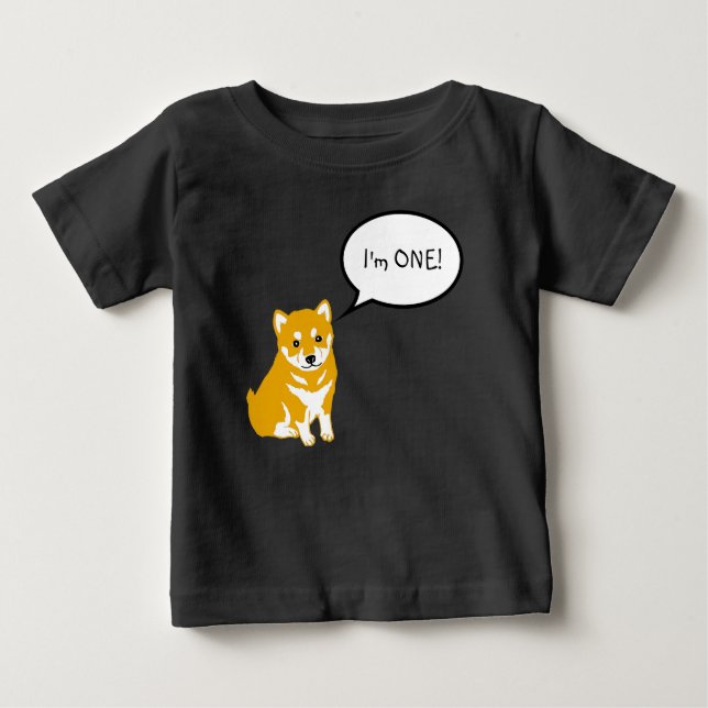 1 Shiba Inu Tal Bubble 2 Black Baby Tee Shirt (Framsida)