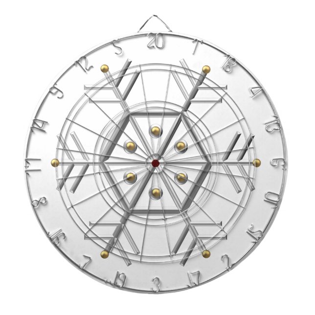 1-Silver och Guld Snowflake 3-D-utseende Darttavla (Framsidan)